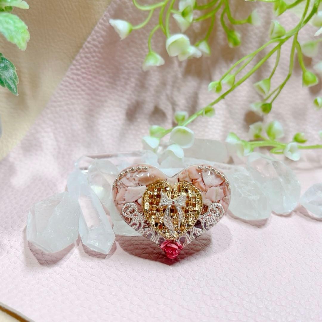 癒しのオルゴナイト❤️ピンクオパール＋アメジストのハート型♡