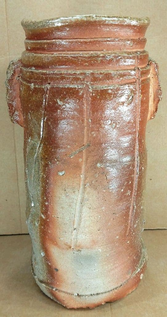 杉本貞光 信楽花入 裏千家十五代 鵬雲斎書付 共箱 美品 寺垣外窯 師:立花大亀