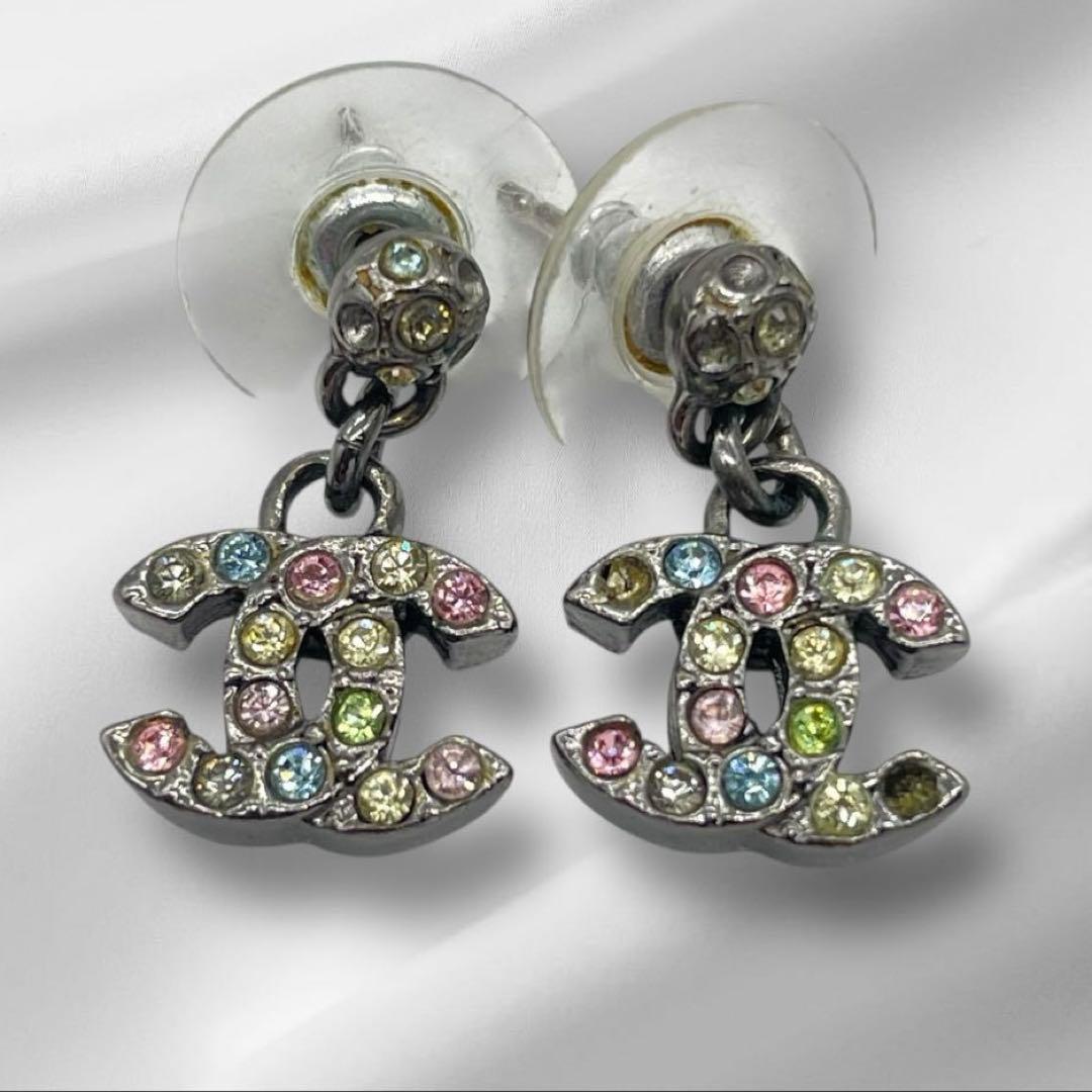 CHANEL シャネル ピアス ココマーク ラインストーン w10