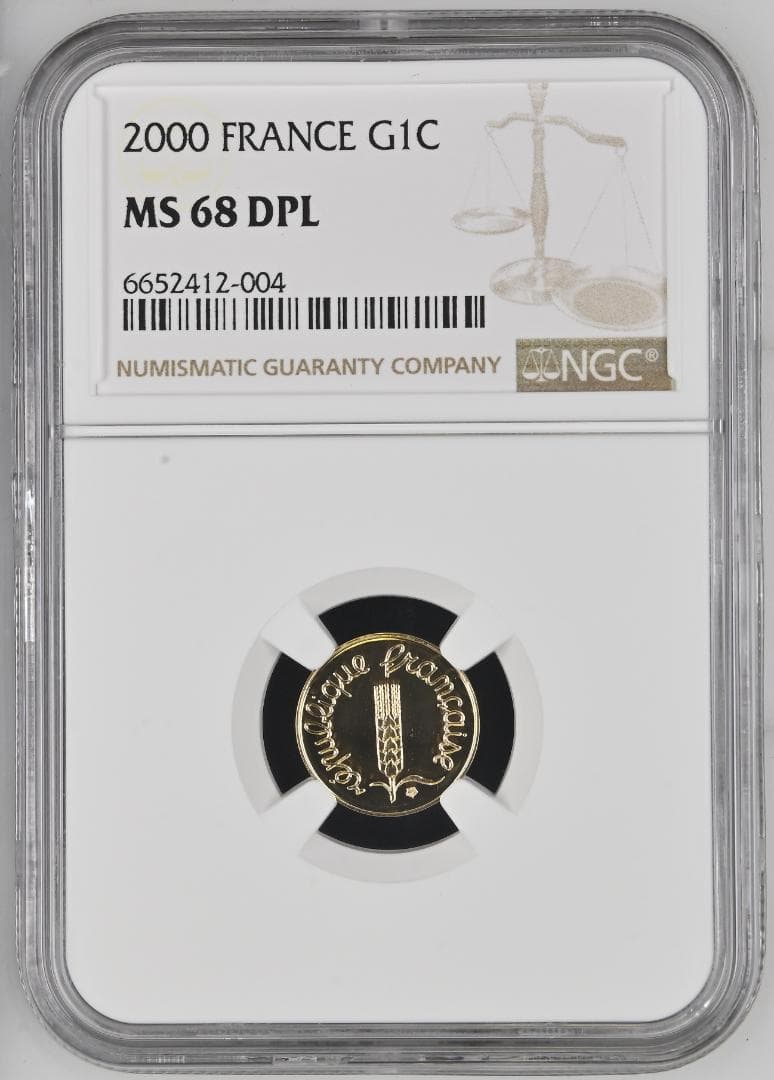 【金貨】フランス 2000年 麦穂1サンチーム金貨 NGC MS68DPL