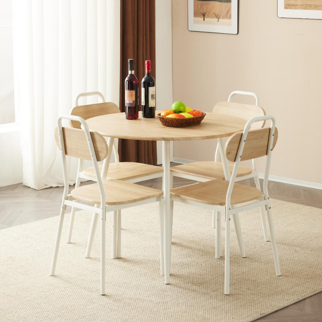 人気再入荷！4人用円型ダイニングテーブル　チェア付きセット食卓　NATURE