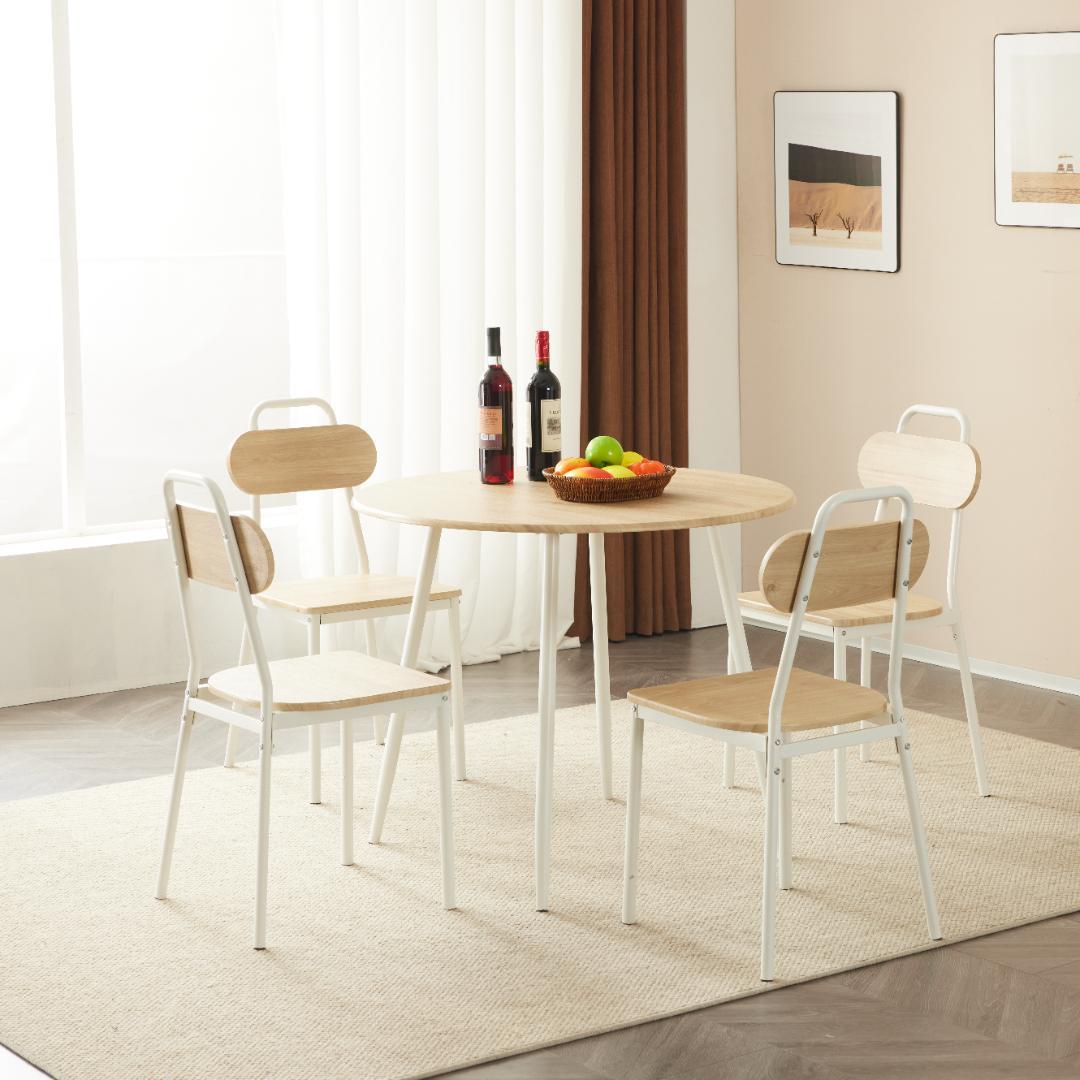 人気再入荷！4人用円型ダイニングテーブル　チェア付きセット食卓　NATURE