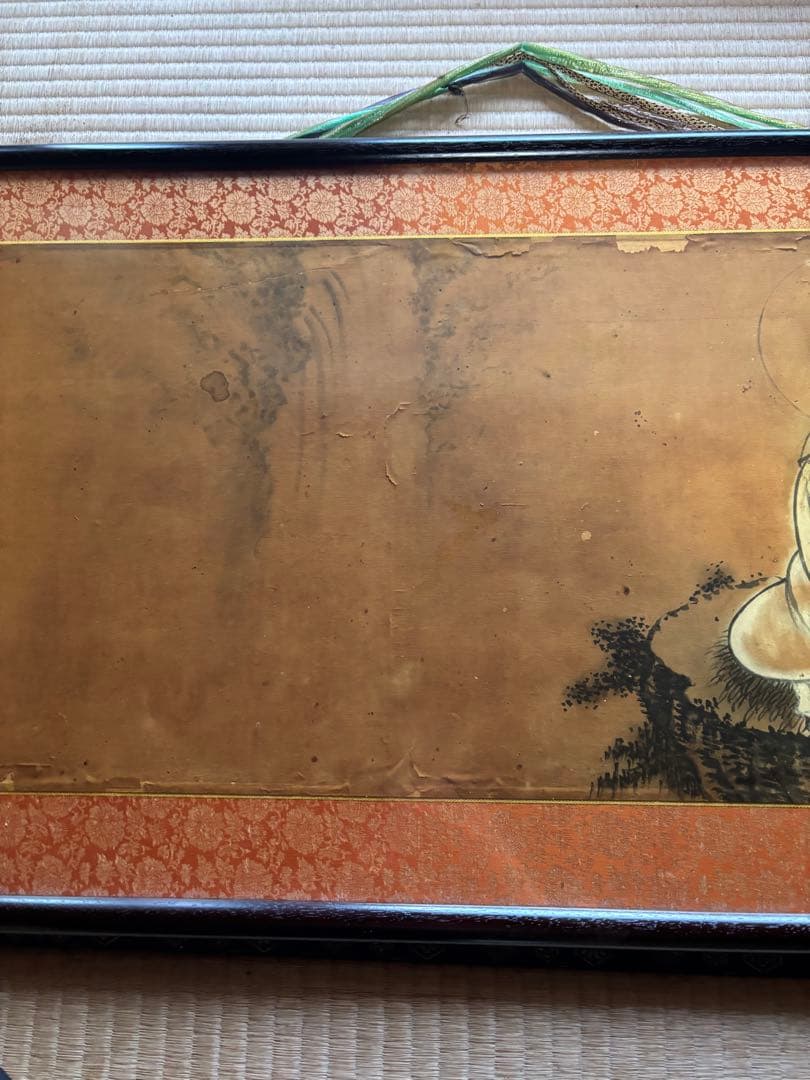 弥勒菩薩　達磨　額縁　日本画　２点