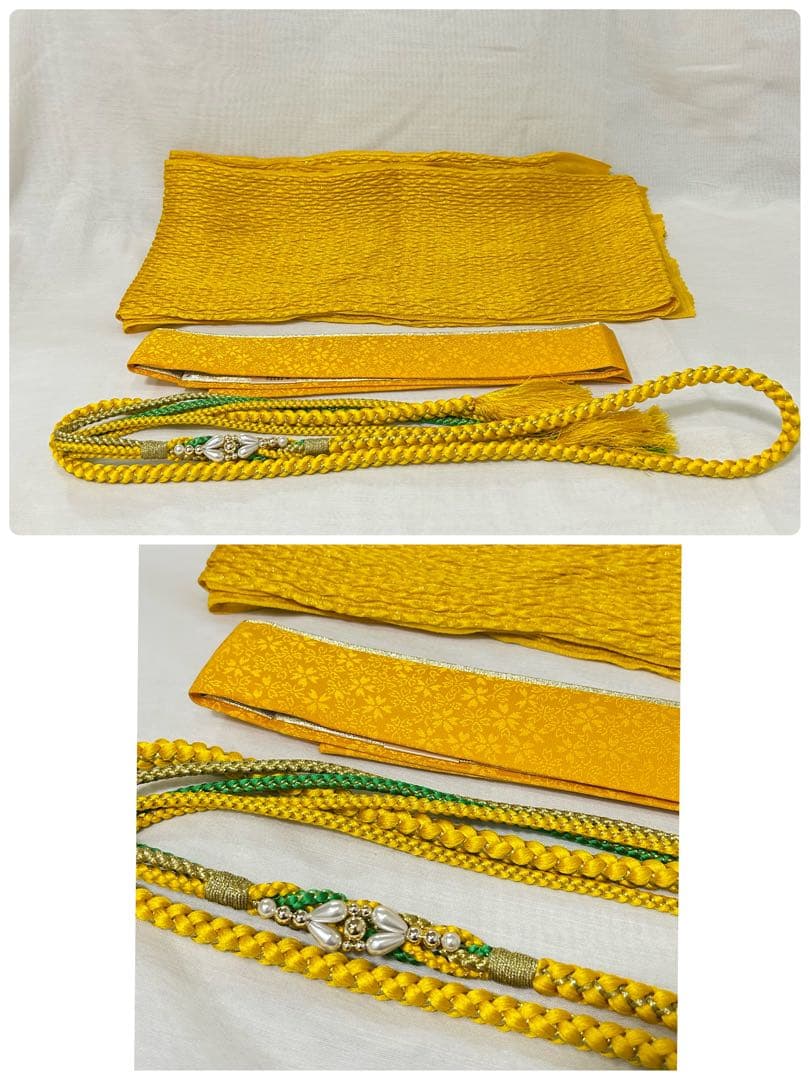 華やかな花柄振袖（紺色・黄色）　振袖　成人式　フルセット