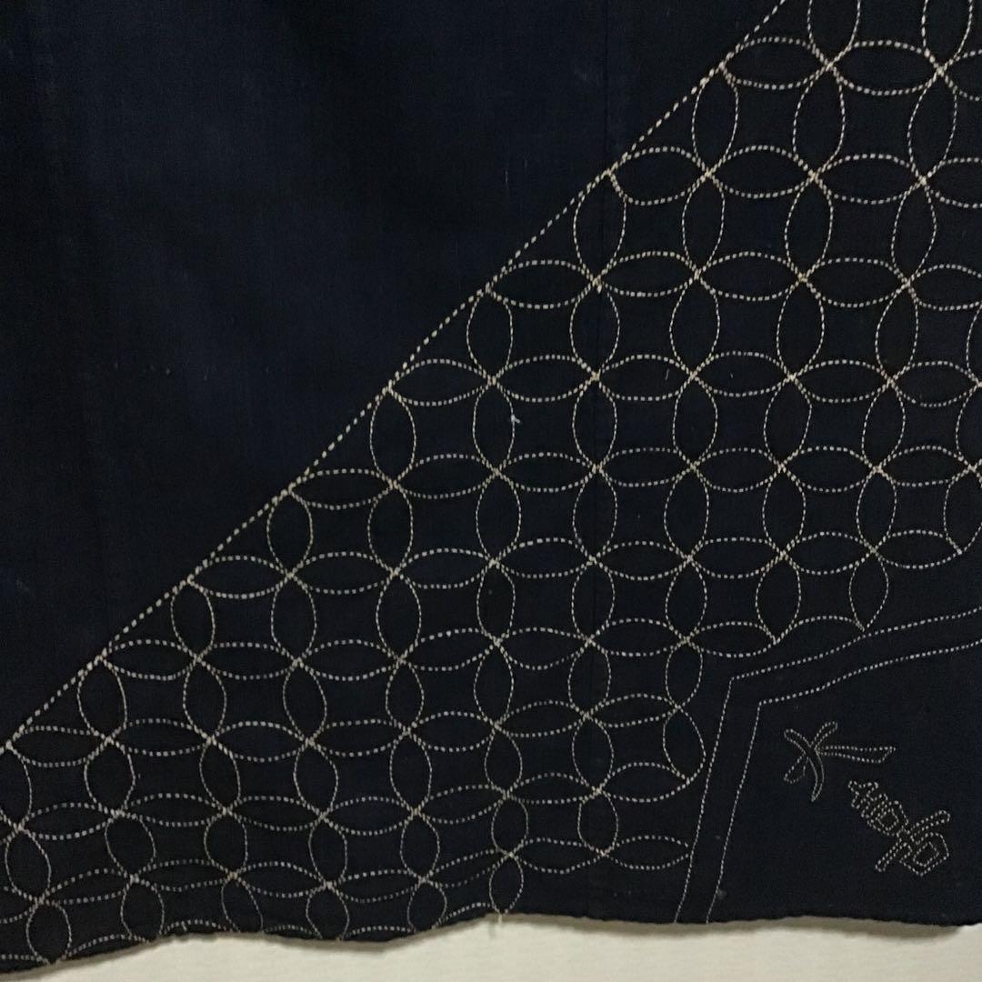 古布藍染め刺し子布地５巾難あり、２７