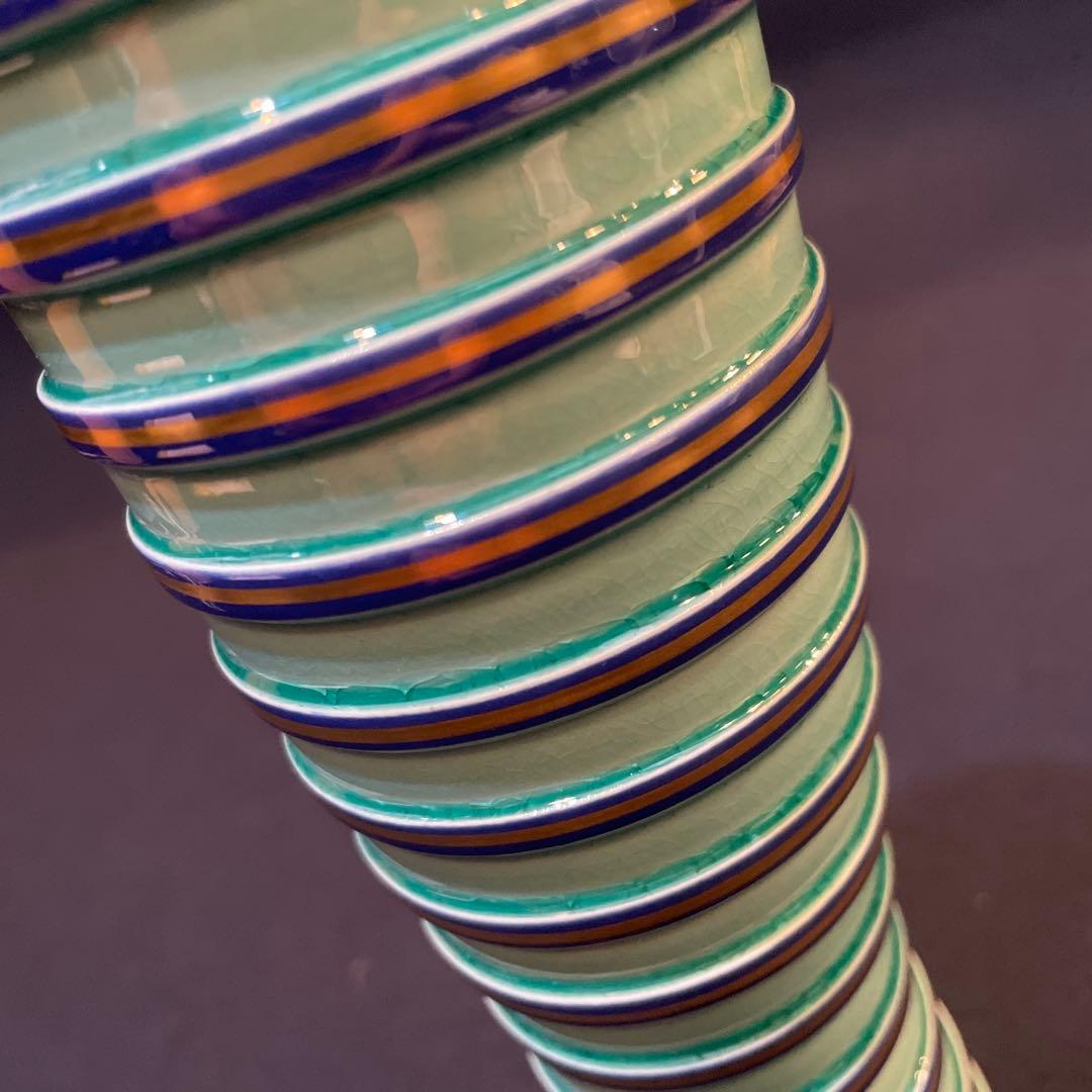 【中村 翠嵐】(造)『砧花入 』『淡青交趾独楽筋』共箱※美品