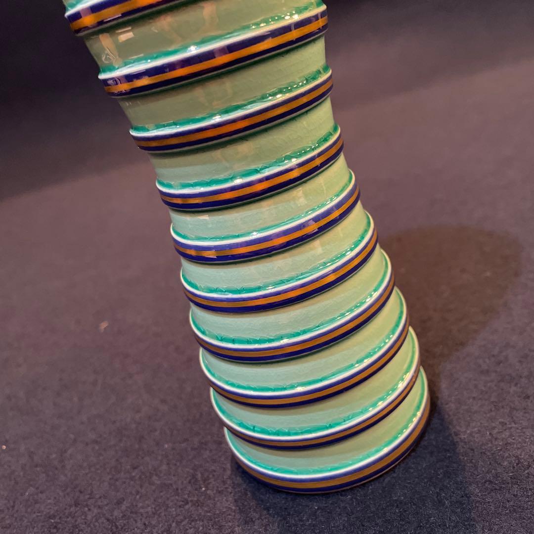 【中村 翠嵐】(造)『砧花入 』『淡青交趾独楽筋』共箱※美品