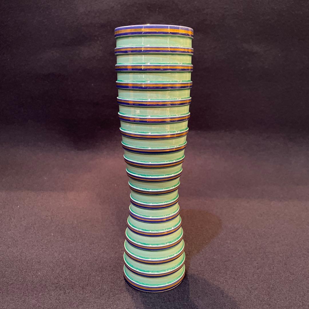 【中村 翠嵐】(造)『砧花入 』『淡青交趾独楽筋』共箱※美品