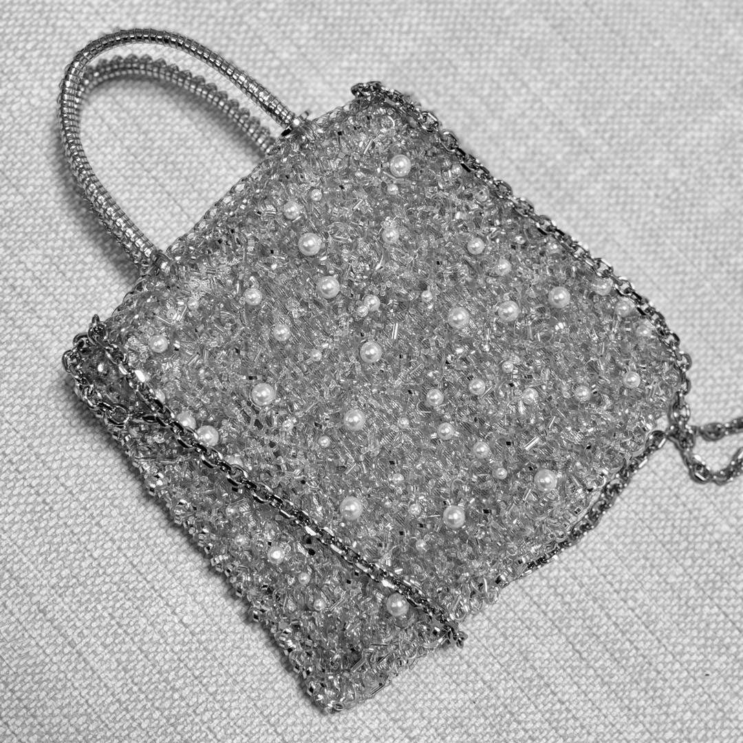 【未使用品/24時間以内発送】ペルラ グリッター/スクエア スモール/シルバー