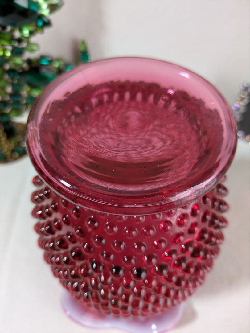 フェントン　クランベリーオパルセント　ホブネイル　フリルエッジ　刻印アリ