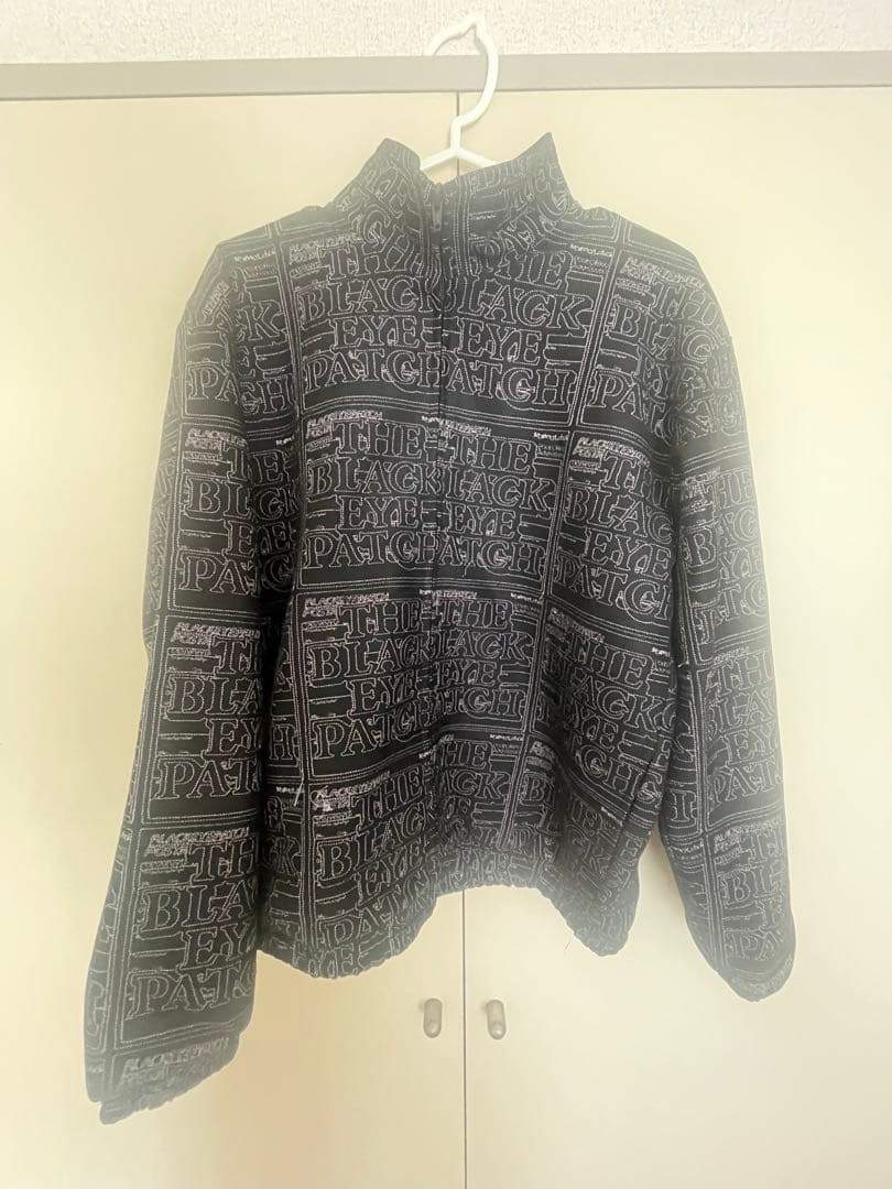 【希少デザイン・美品】ブラックアイパッチ☆刺繍ロゴブルゾン 総柄