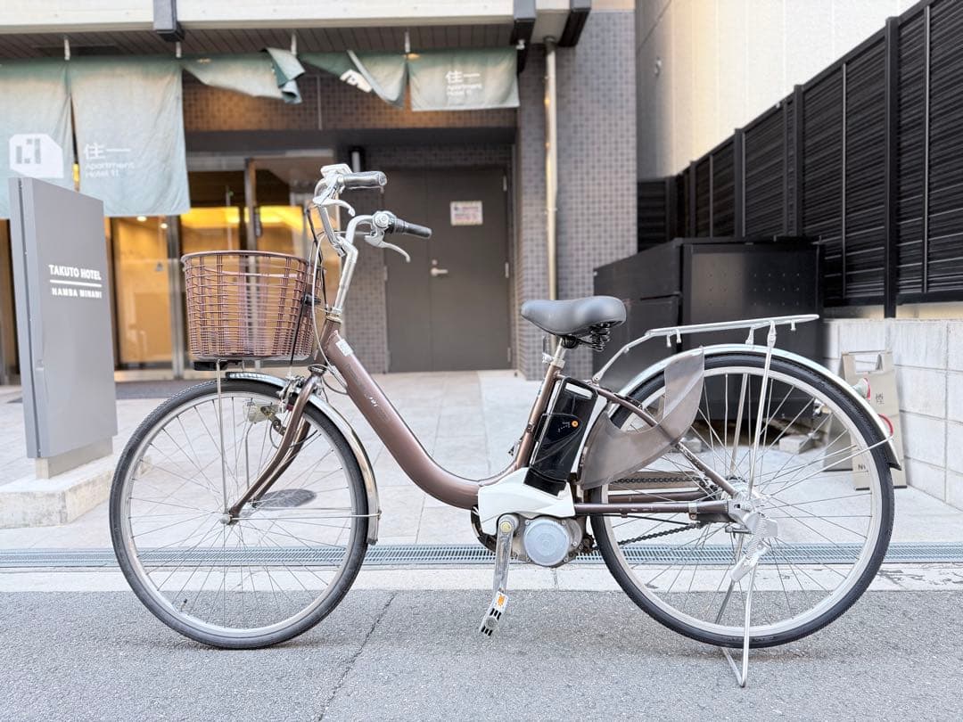 大阪府　パナソニック　電動アシスト自転車 ブラウン 前バスケット付き
