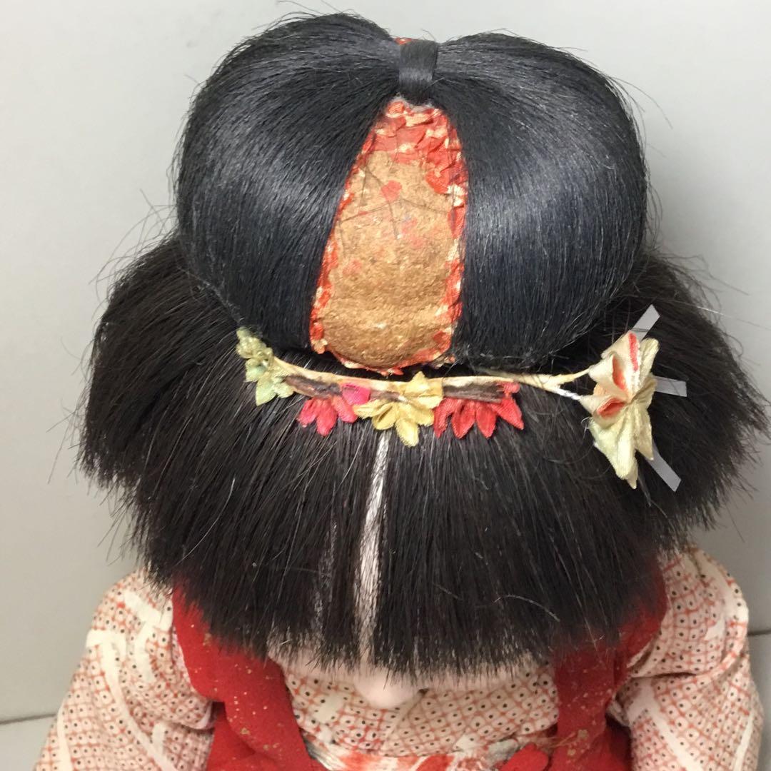 古い人形◆お座り人形　髷結い◆紙箱入り 抱き人形 昭和レトロ 日本人形