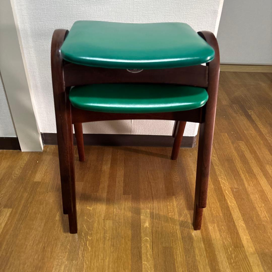 剣持勇　秋田木工　スツール　椅子　緑　2脚セット　スタッキングスツール　チェア