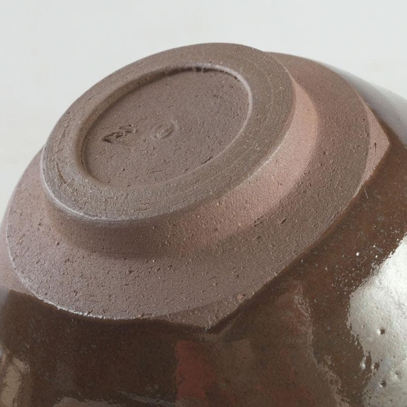 茶道具　桶谷定一作　灰被　天目茶碗　仕覆付　共布共箱　C　9487