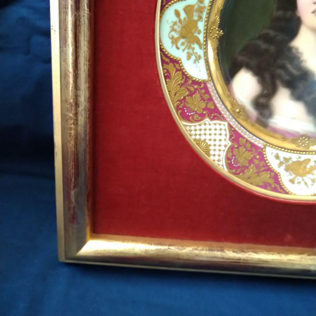 ✤ヴィエナスタイル(ウィーン釜)額装絵皿✤『花の髪飾りの女性』✤