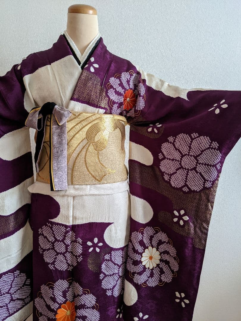 ◆成人式・結婚式 アンティークお振袖【✨鈴乃屋のお振袖】正絹 パープル