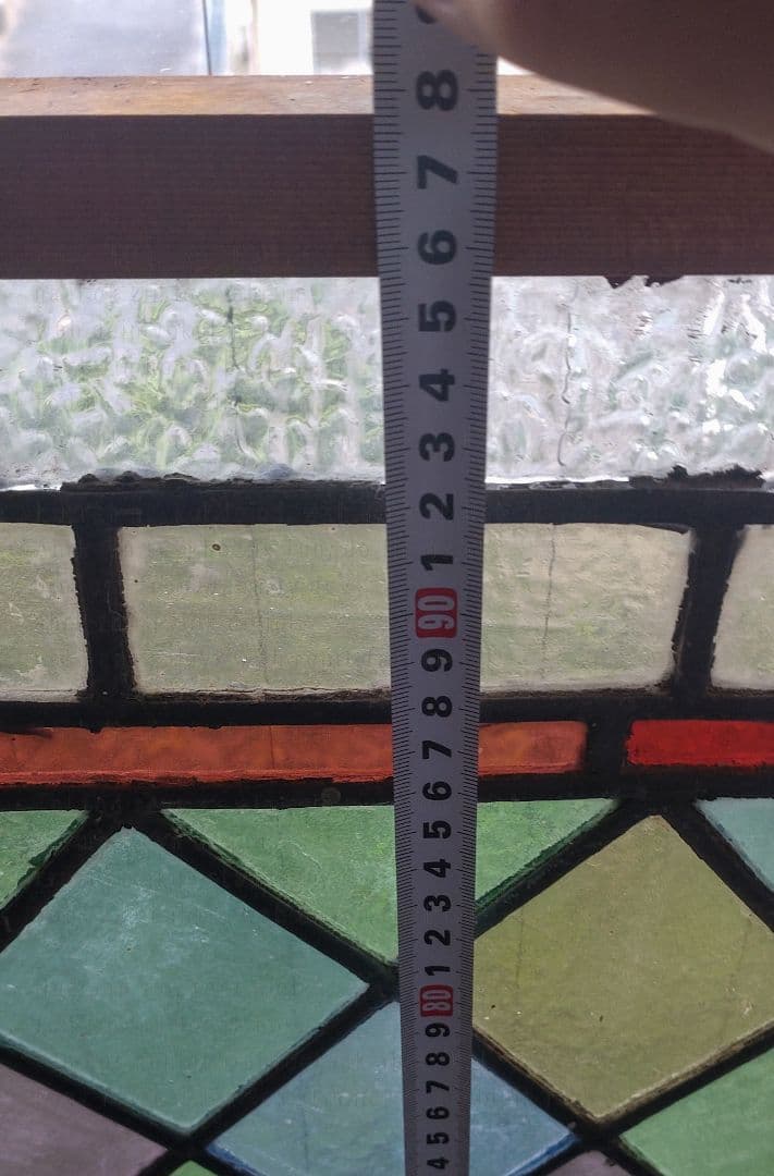 英国アンティーク／100年以上前のステンドグラス　窓枠　ドア