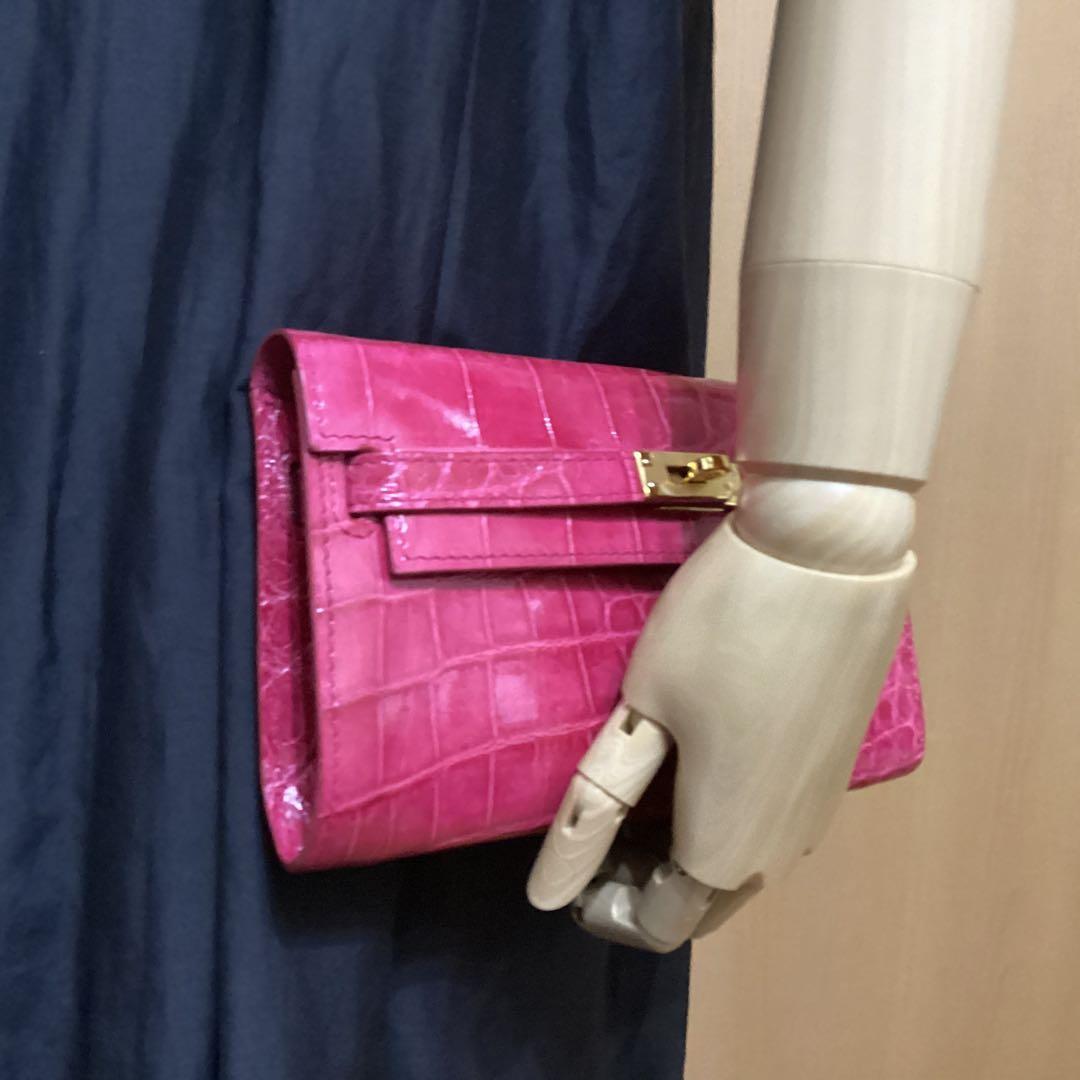 女性のための本物のワニ革 シャイニング ハンドバッグ クラッチ-21cm.