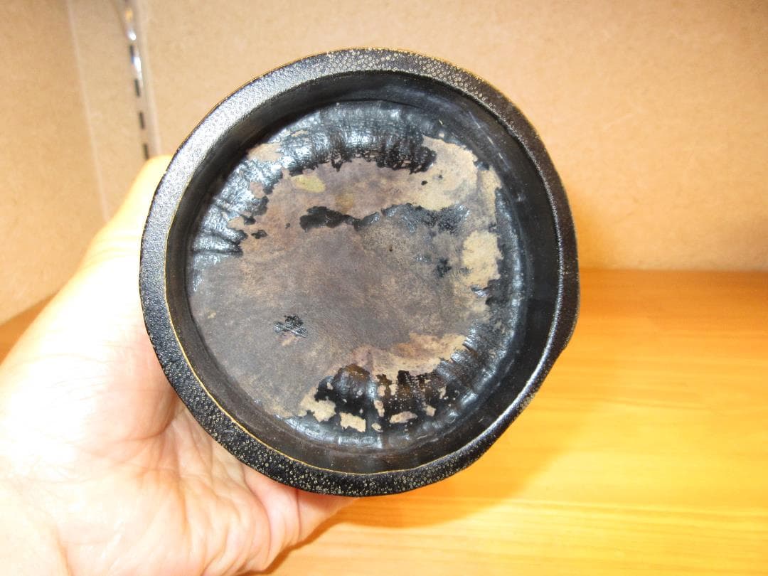 送料込【逢絢亭】茶道具 背負籠 染竹 上塗竹入子 竹泉作 木製 紙箱入り