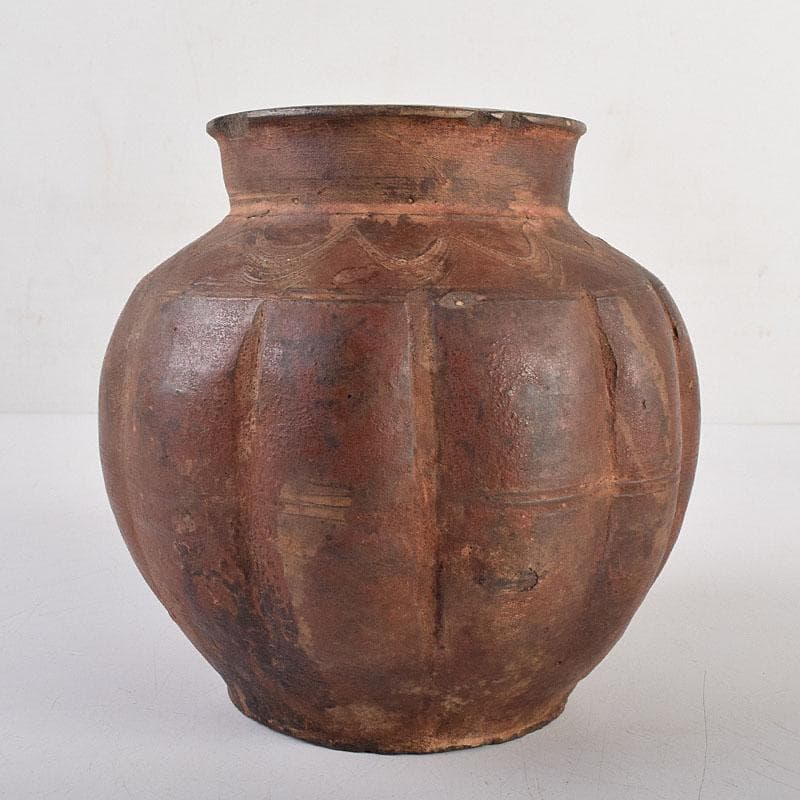 中国　古代　 土器　刻線文　壷　水甕　C　R8531