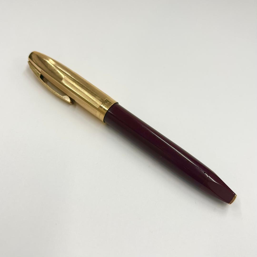 SHEAFFER シェーファー 万年筆 ペン先14K えんじ色×ゴールド