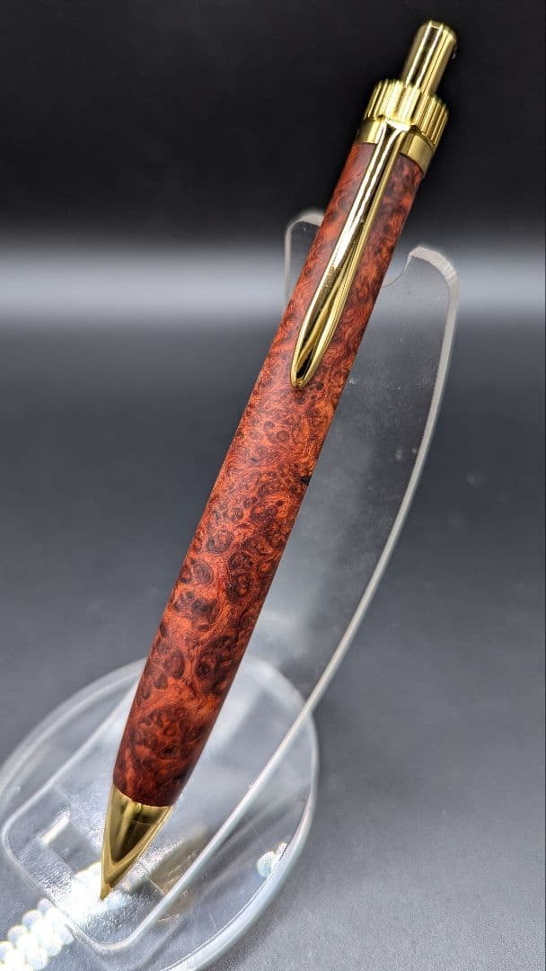456ペン工房翌檜　極上　本花梨瘤杢　木軸シャーペン　ボールペン