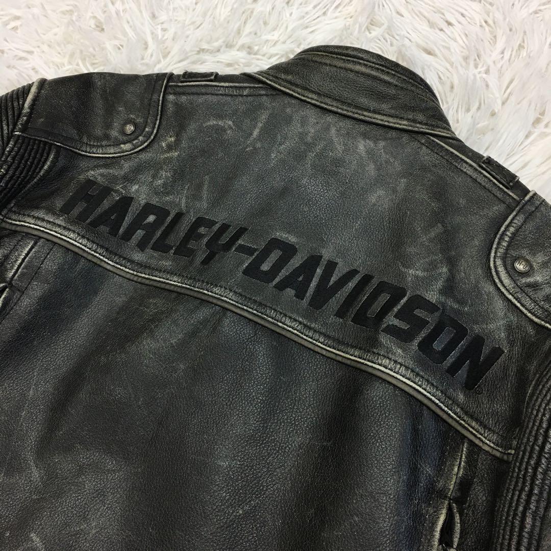 ハーレーダビッドソン レザージャケット シングル ライダース グランジ Y2K