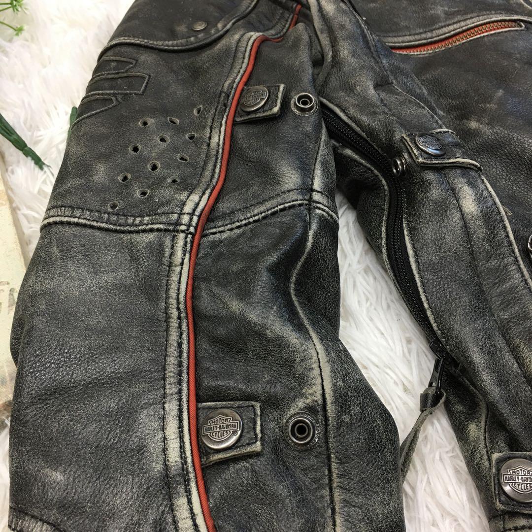 ハーレーダビッドソン レザージャケット シングル ライダース グランジ Y2K
