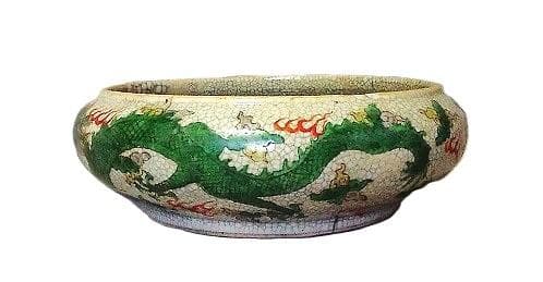 【 龍・鳳凰・花鳥文鉢 】　中華古玩　宋赤絵/古赤絵/五彩