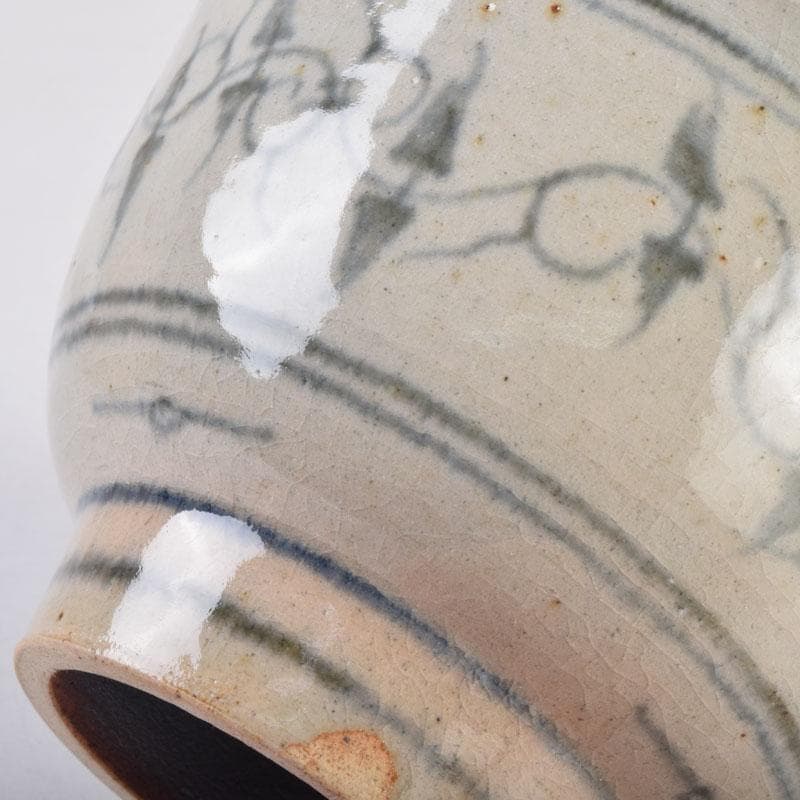 茶道具　八幡窯造　安南染付　花草文　茶碗　共箱　C　8403