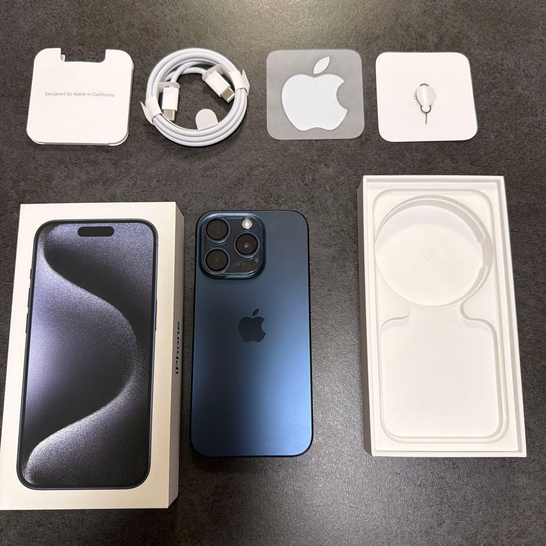 【美品】Apple iPhone 15 Pro ブルーチタニウム　128GB