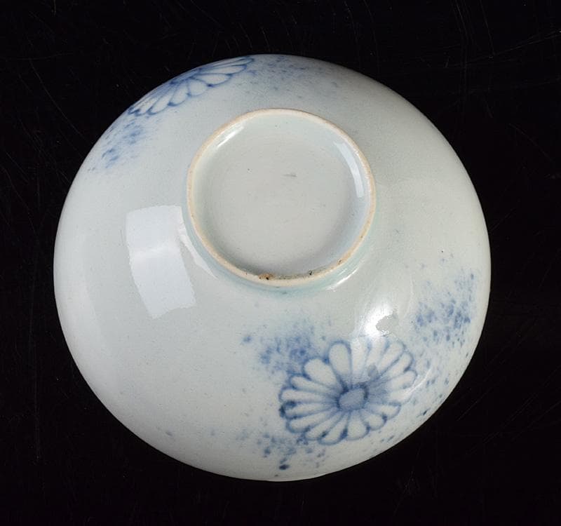 伊万里焼　古伊万里　初期伊万里吹墨染付　花文碗　時代箱　C　R5004