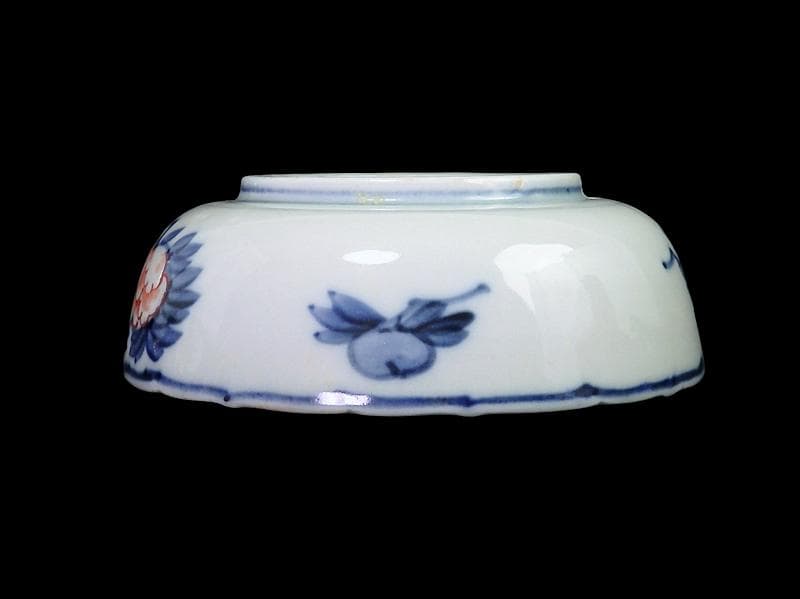 古伊万里　色絵　獅子に波千鳥の図　膾皿　春寒鉢　４客　 CZd