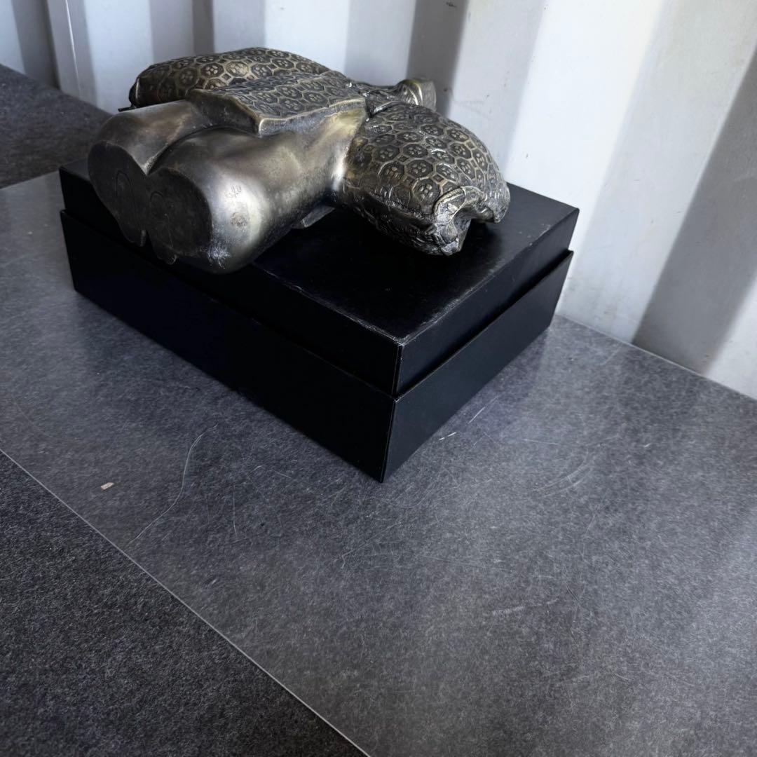 美品！扇の像 骨董品 置物 アンティーク 銅 扇 翁 銅物