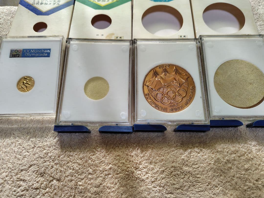 桜*く様 1972年ミュンヘンオリンピック 金銀銅個別メダル　4点　岡本太郎デザ