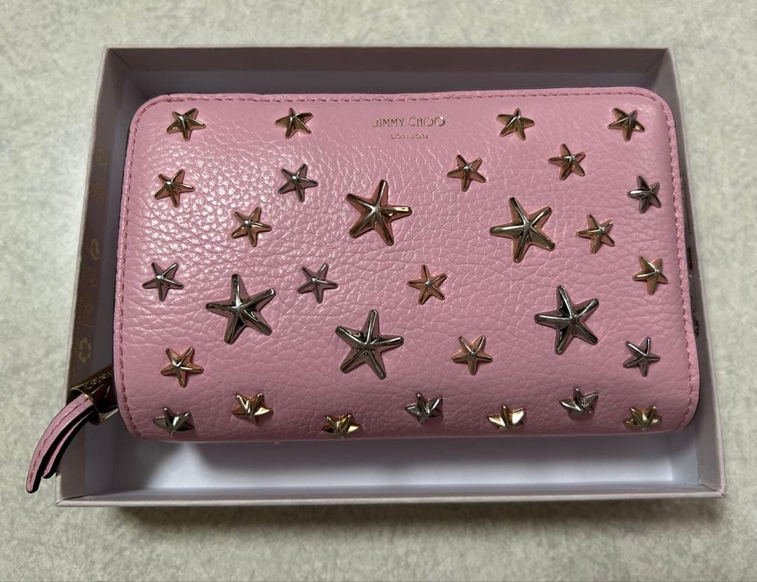 JIMMY CHOO ピンク 星型スタッズ 二つ折り財布　正規品！