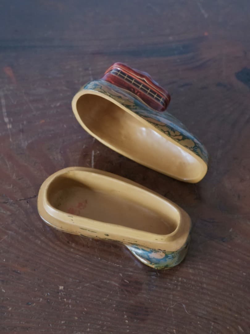 獅子香合　平安塗師　漆工芸　茶道具　香道具　珍しい　箱付　古道具　Q1290