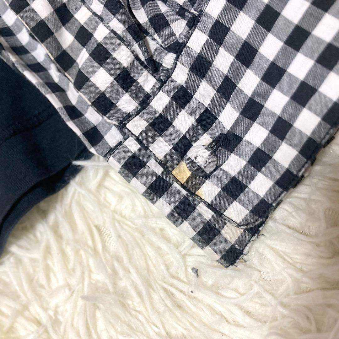 ISSEY MIYAKE MEN Tシャツ　長袖　袖切替　ドッキング　チェック