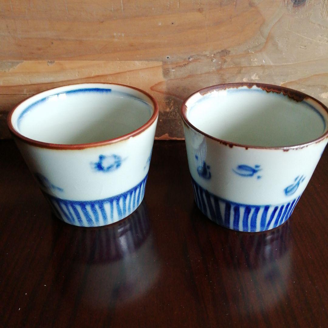 水墨画家　李庚　染付皿・蕎麦猪口7個まとめ売り