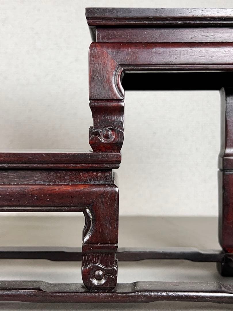 唐木 花台 紫檀 飾り台 香炉台 高低台 華道具 置物台 木製 盆栽台 中国美術