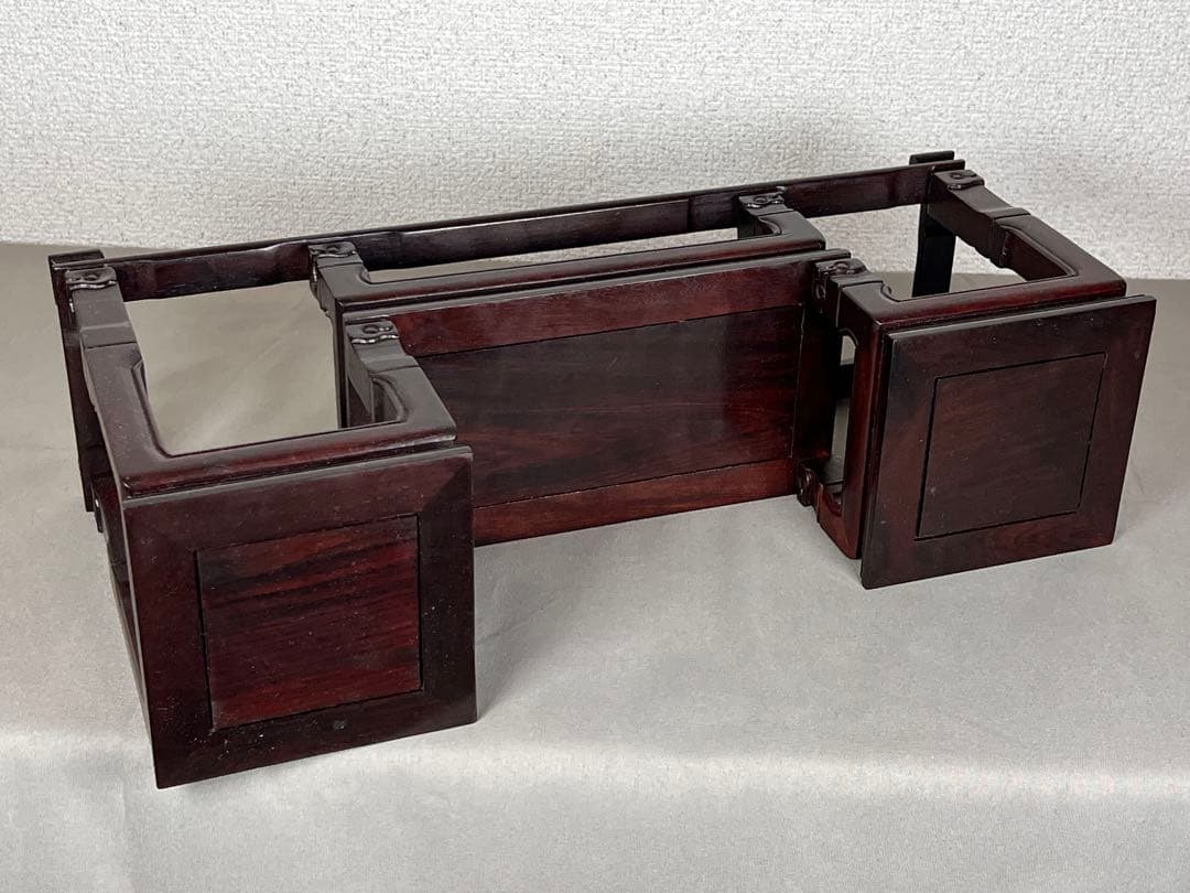 唐木 花台 紫檀 飾り台 香炉台 高低台 華道具 置物台 木製 盆栽台 中国美術