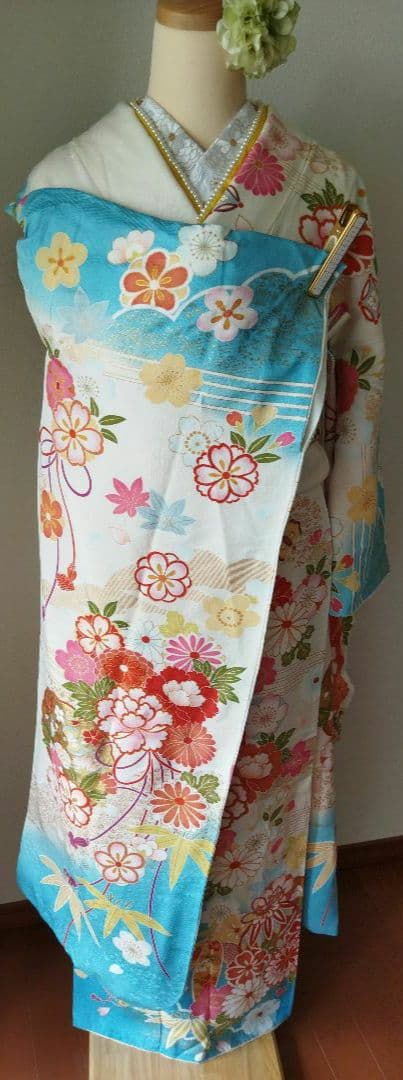 セール中！　367.可愛い振袖7点セット　正絹　フルセット　成人式