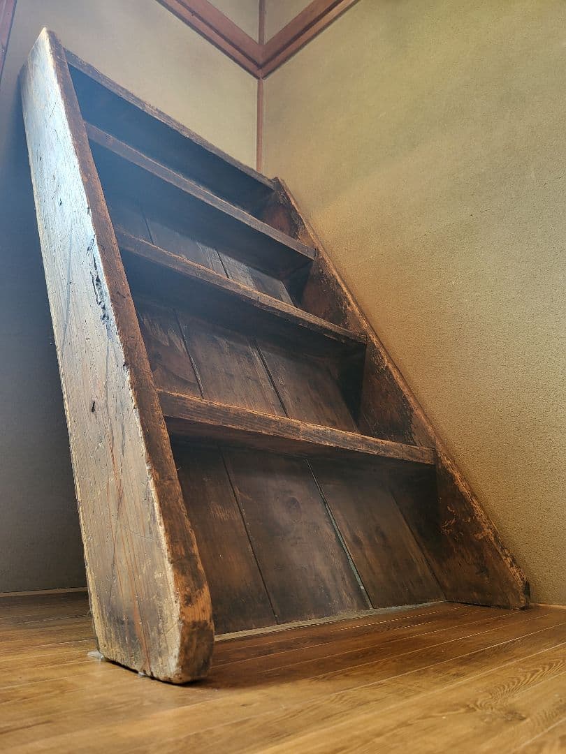 木製 階段　4段　古民家　飾り棚　展示台　什器　アンティーク