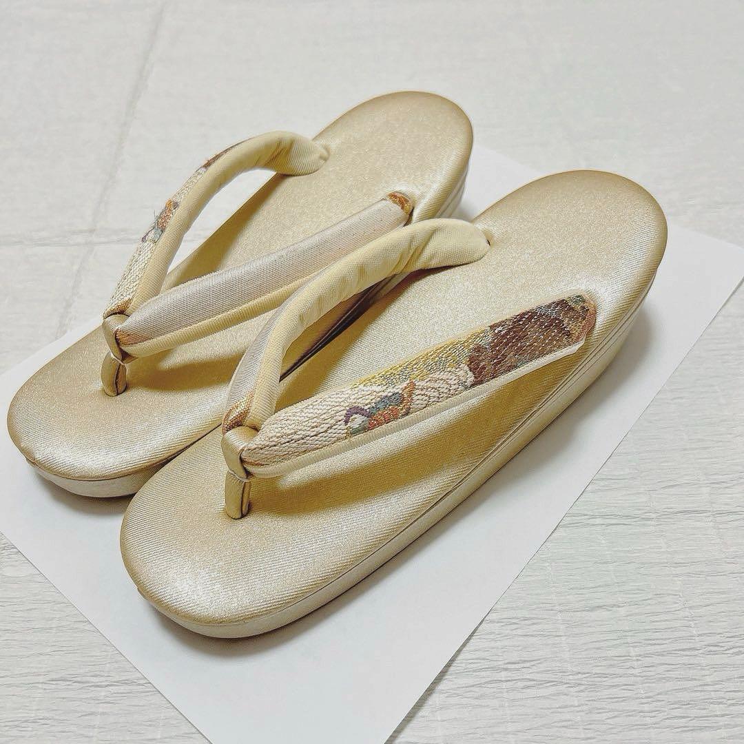 紗織　バッグ　草履　セット　M寸　振袖　成人式　正絹帯地　金糸　フォーマル