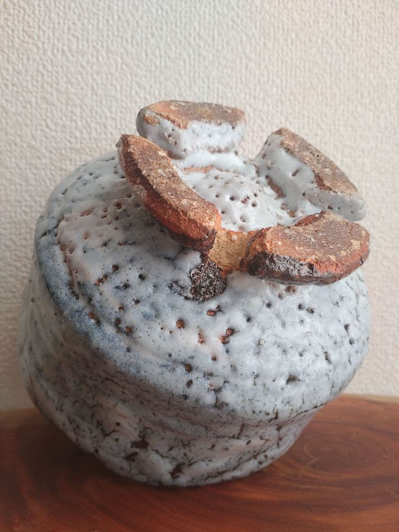 龍南 大振割高台茶碗 『氷壁』冬 共箱 茶道具 鬼萩