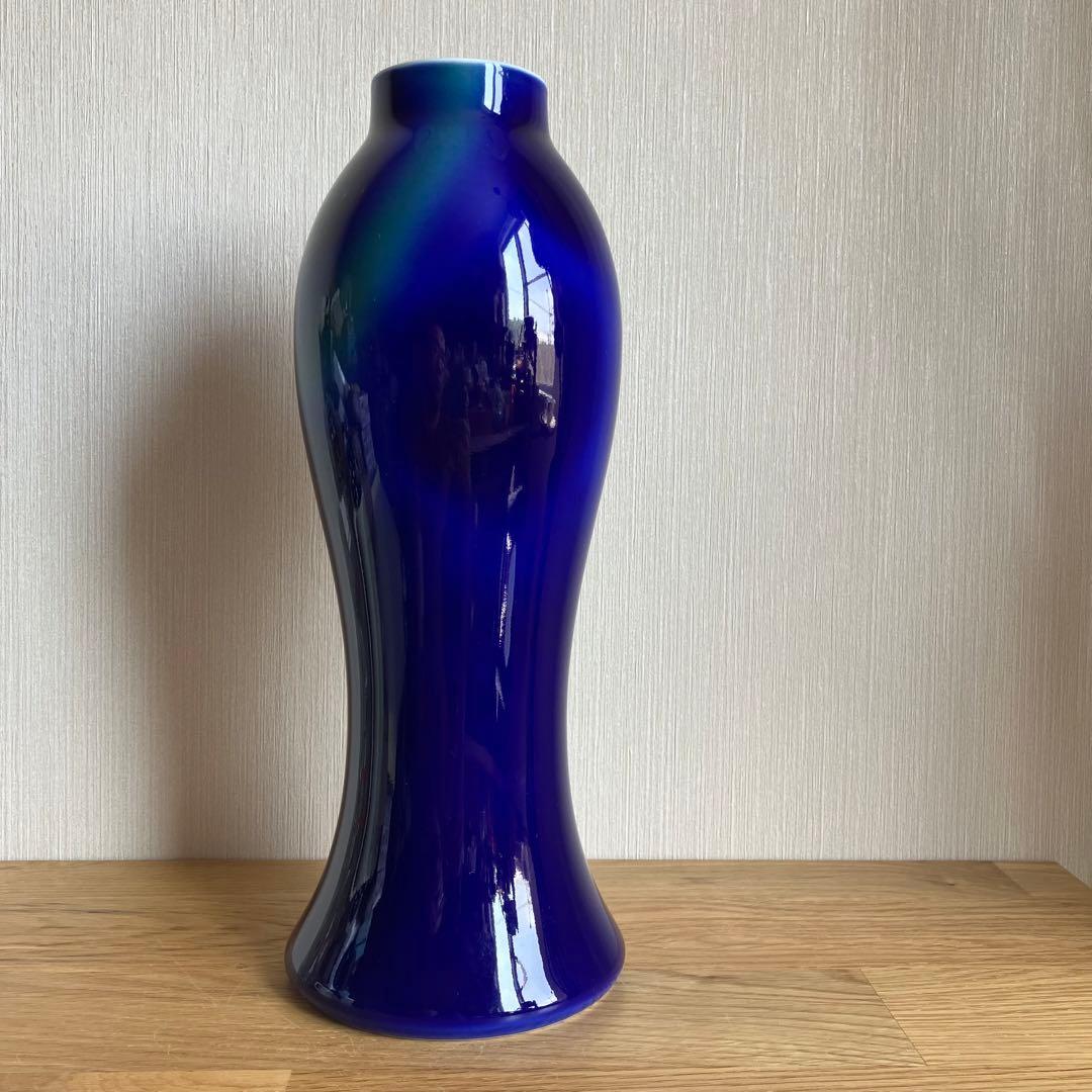 深川製磁　ルリ三彩　花瓶