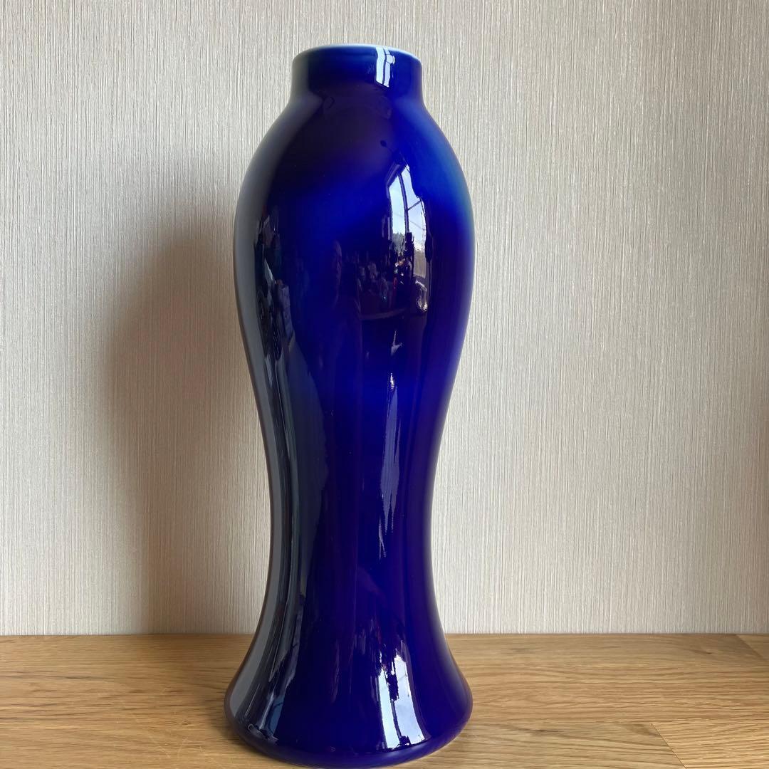 深川製磁　ルリ三彩　花瓶