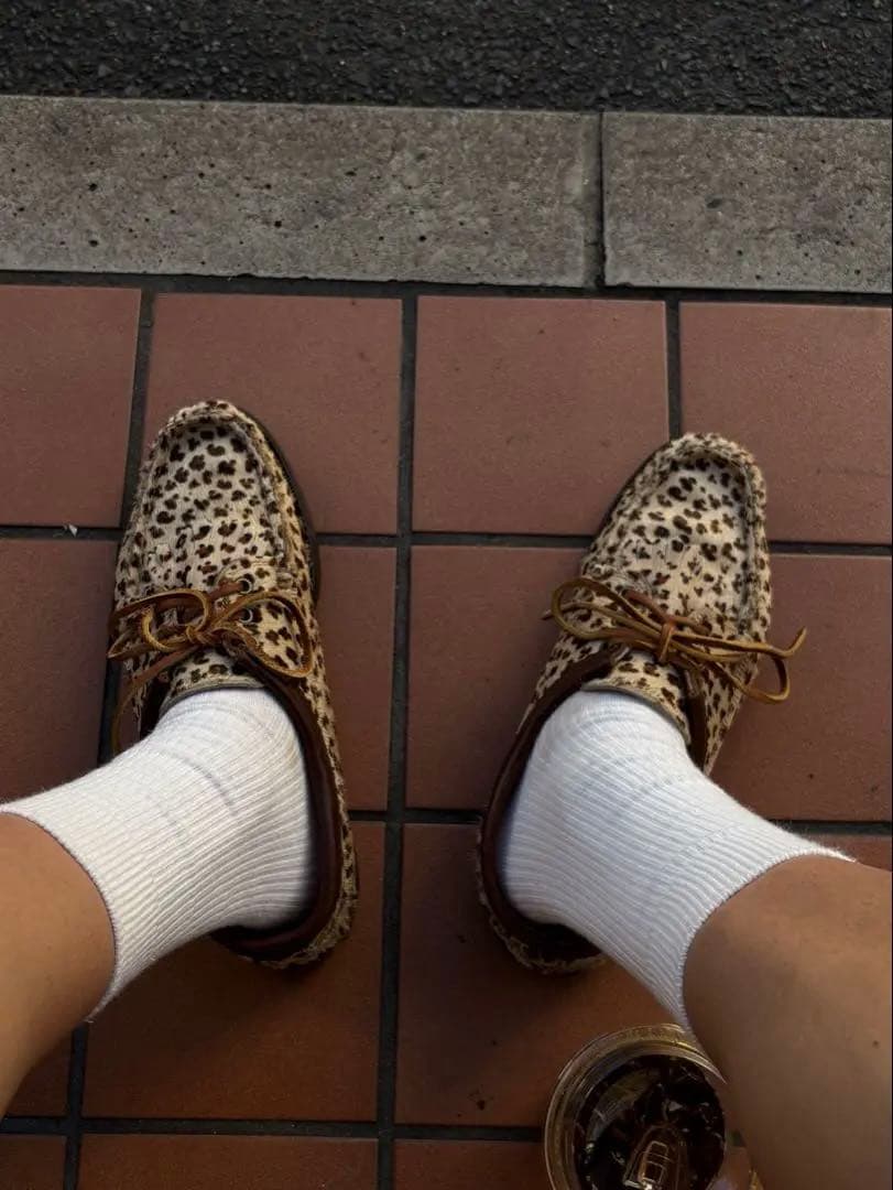 y2k Yuketen ヒョウ柄モカシンシューズレオパードデッキシューズ