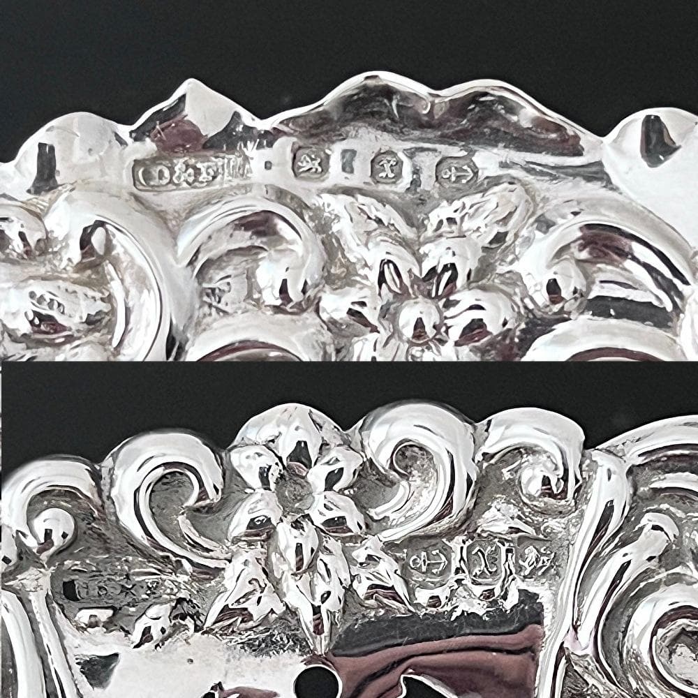 【英国】 【純銀】天使のボンボンディッシュ/ペア スターリングシルバー1897年